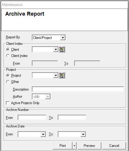 Report to Show Archived Matters